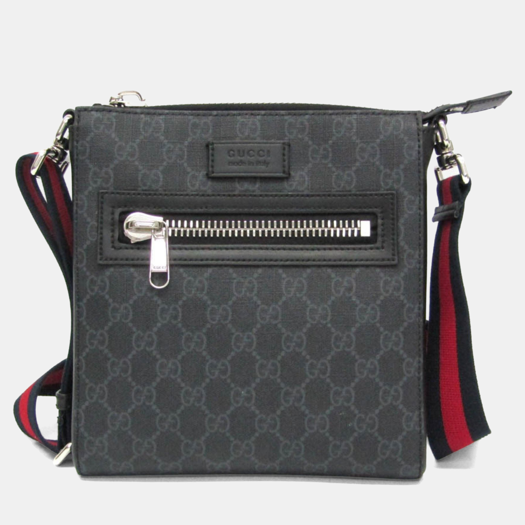 

Gucci GG Supreme Leather Messenger Bag Black Gray