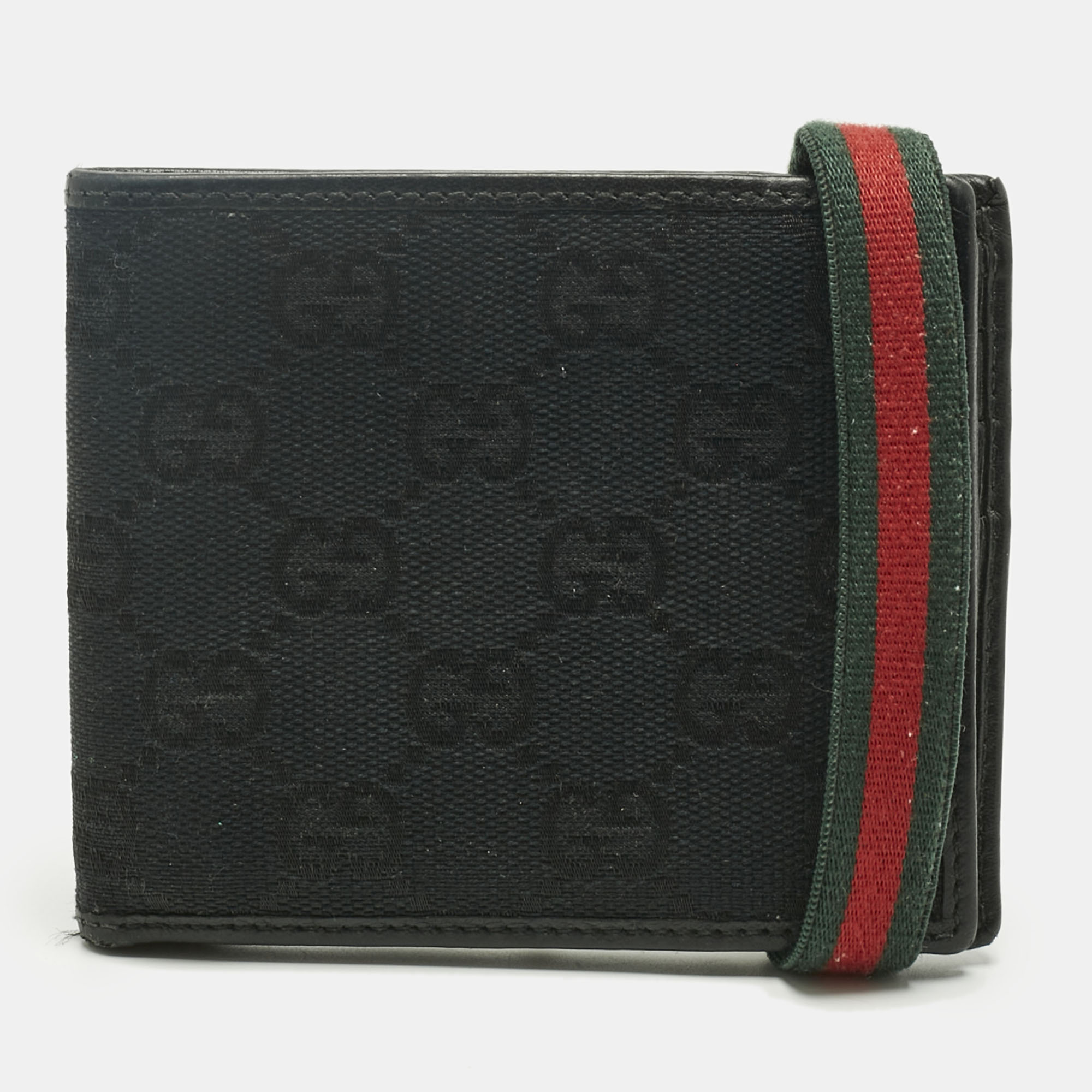 

Gucci Black GG Canvas Web Bifold Wallet