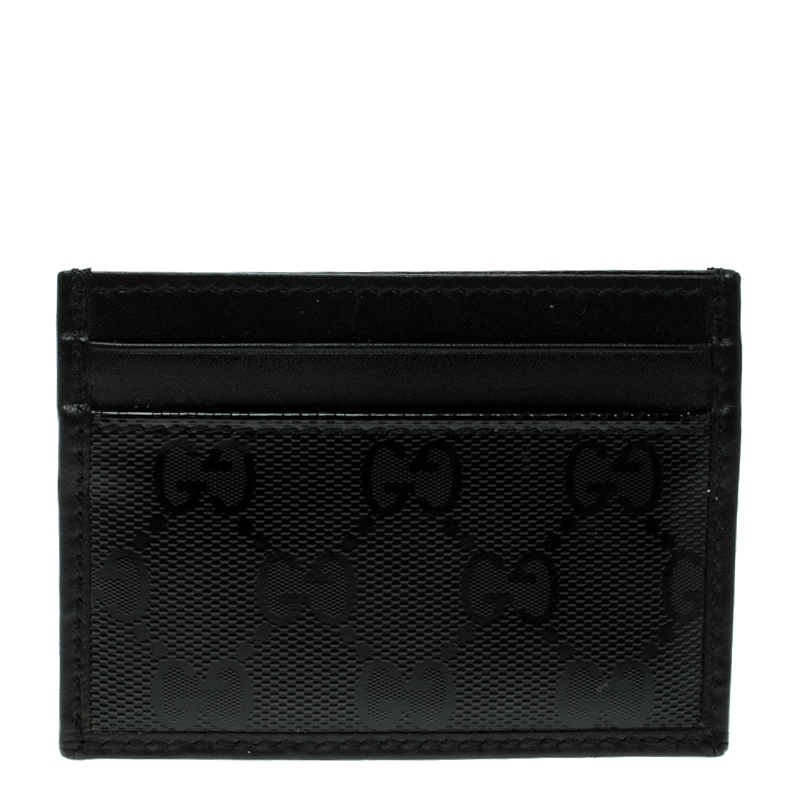 gucci black leather card holder