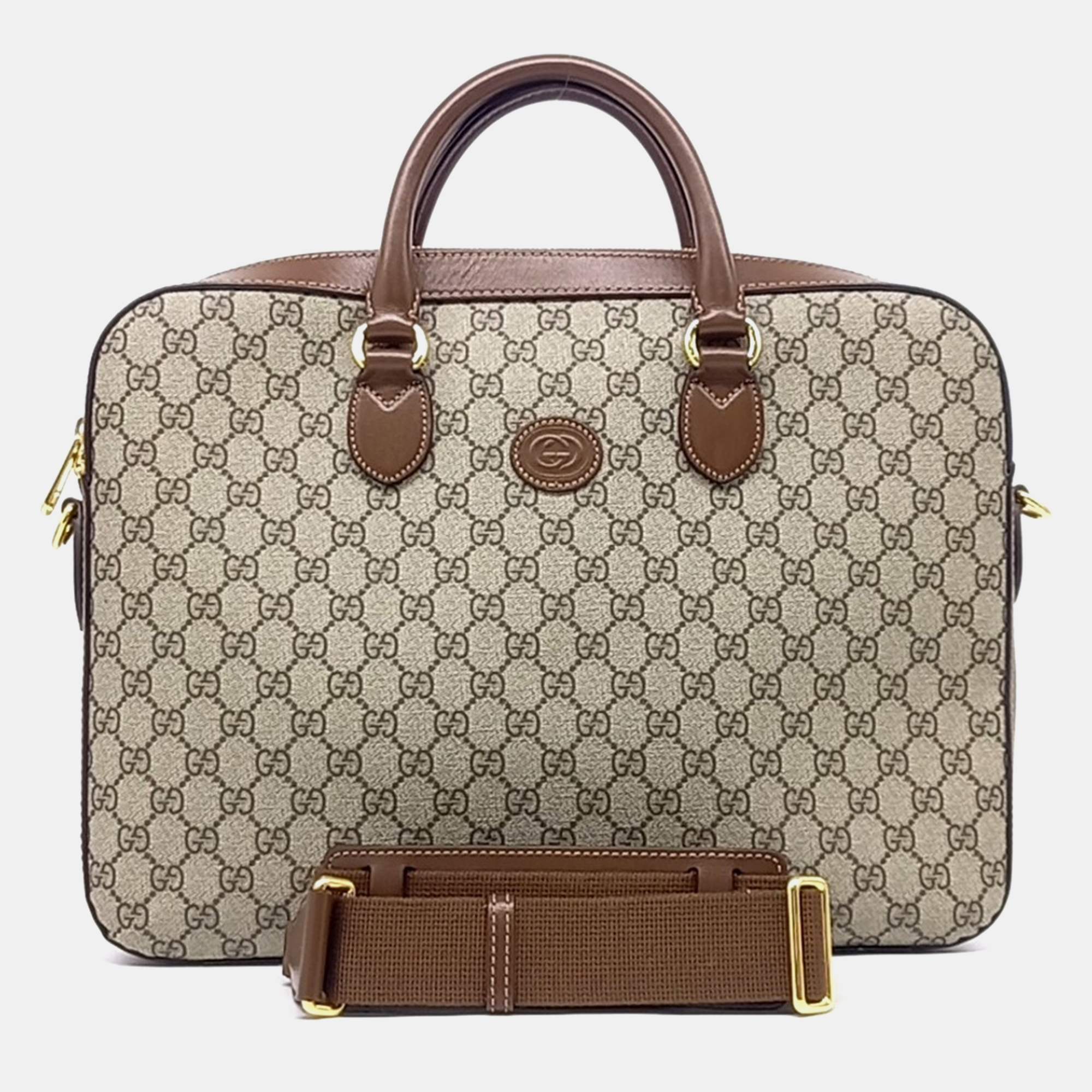 

Gucci Beige PVC Interlocking Briefcase