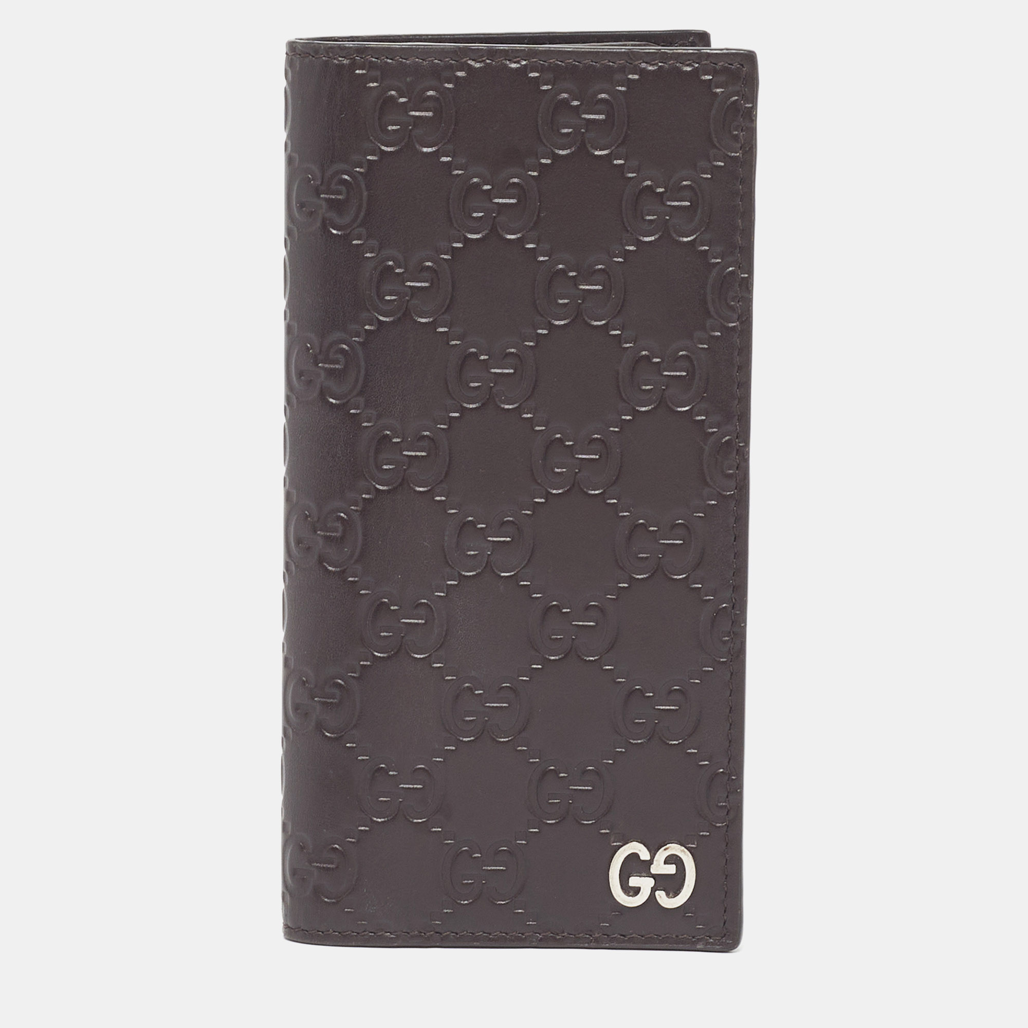 

Gucci Double G Dark Brown Guccissima Leather Bifold Wallet