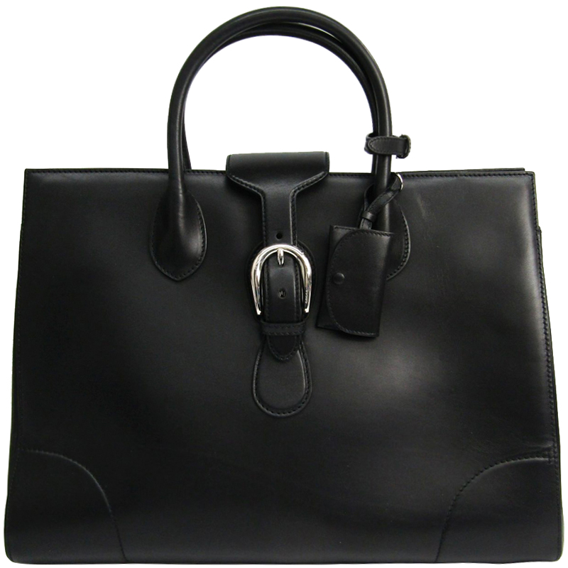 Gucci Black Leather Carry On Buckle Tote