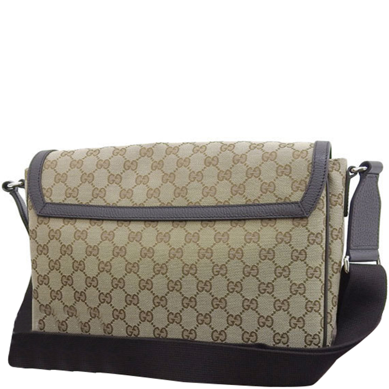 

Gucci Beige GG Canvas Leather Messenger Bag