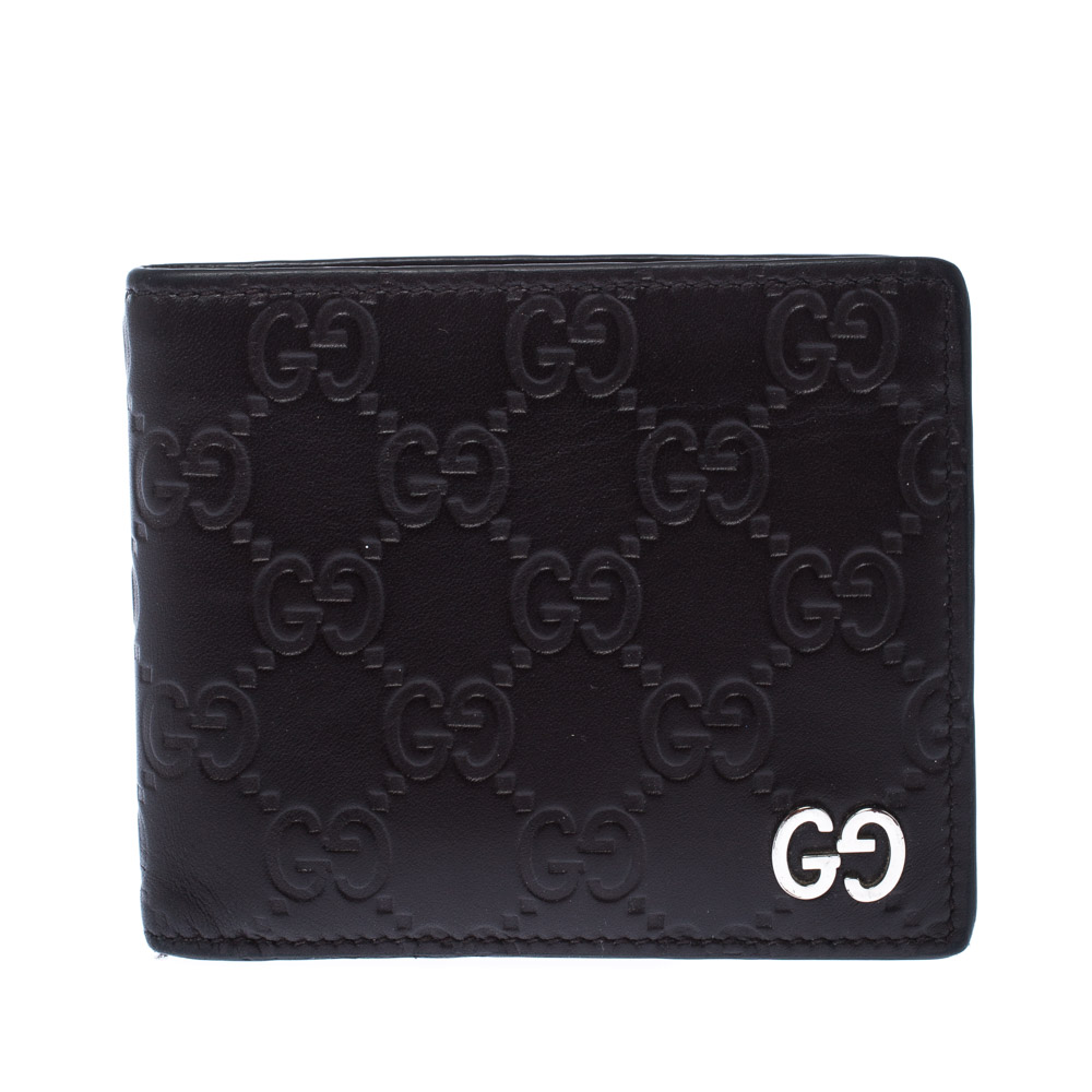 Gucci Dark Brown Gucissima Leather GG Bifold Wallet 