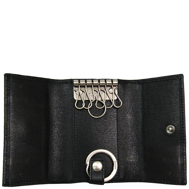

Gucci Black Leather Interlocking Key Case
