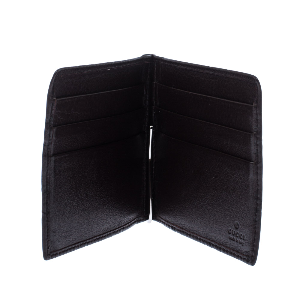 

Gucci Dark Brown Guccissima Leather Money Clip Wallet