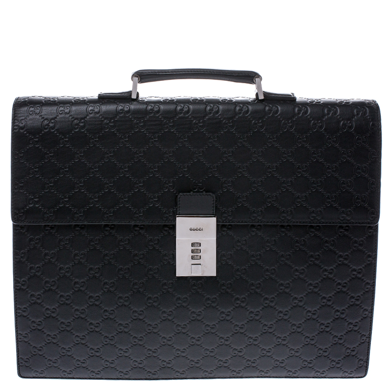Gucci Black Guccissima Leather Briefcase