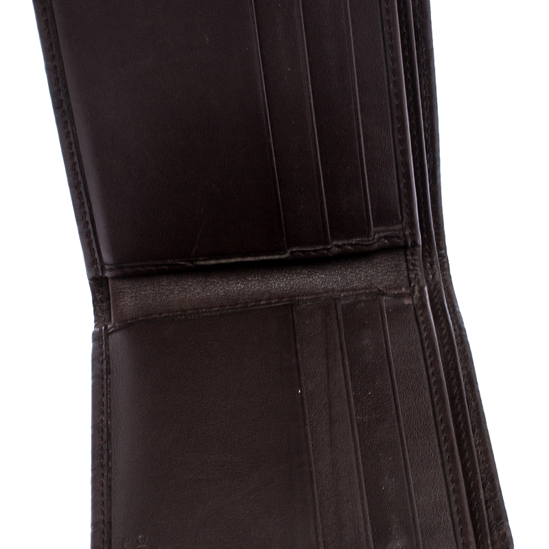 

Gucci Dark Brown Guccissima Leather Metal Bar Bifold Wallet