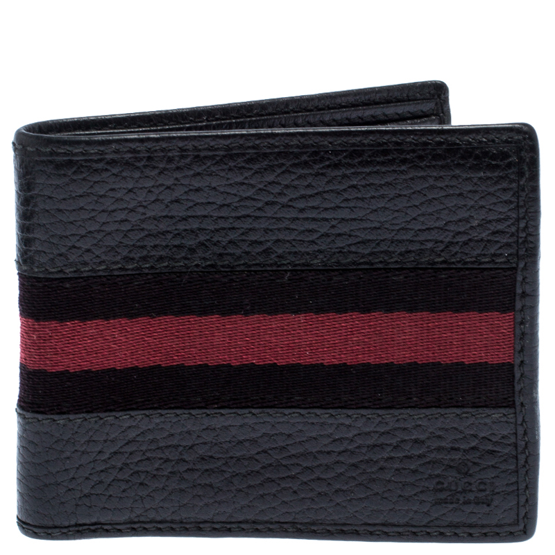 Gucci Black Web Canvas and Leather Bifold Wallet