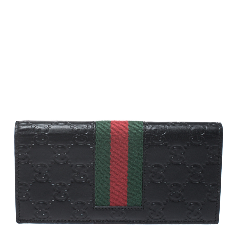 Gucci GG Guccissima Long Leather Wallet in Black –