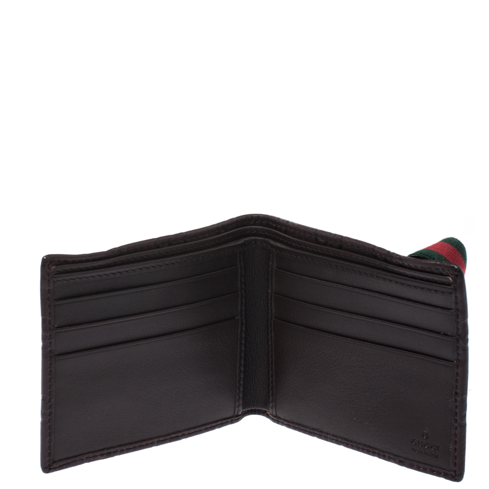 

Gucci Dark Brown Guccissima Leather Web Bifold Wallet