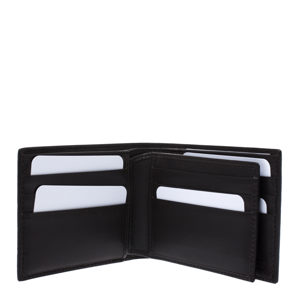 

Gucci Dark Brown Micro Guccissima Leather Bifold Wallet