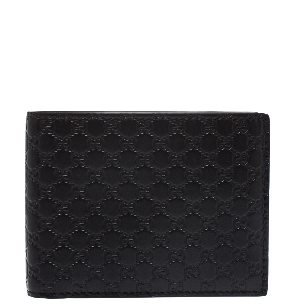 Gucci Dark Brown Micro Guccissima Leather Bifold Wallet