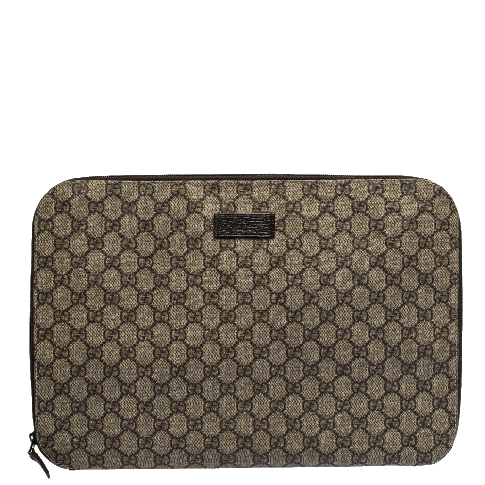 Gucci Beige/Brown GG Supreme Canvas Portfolio