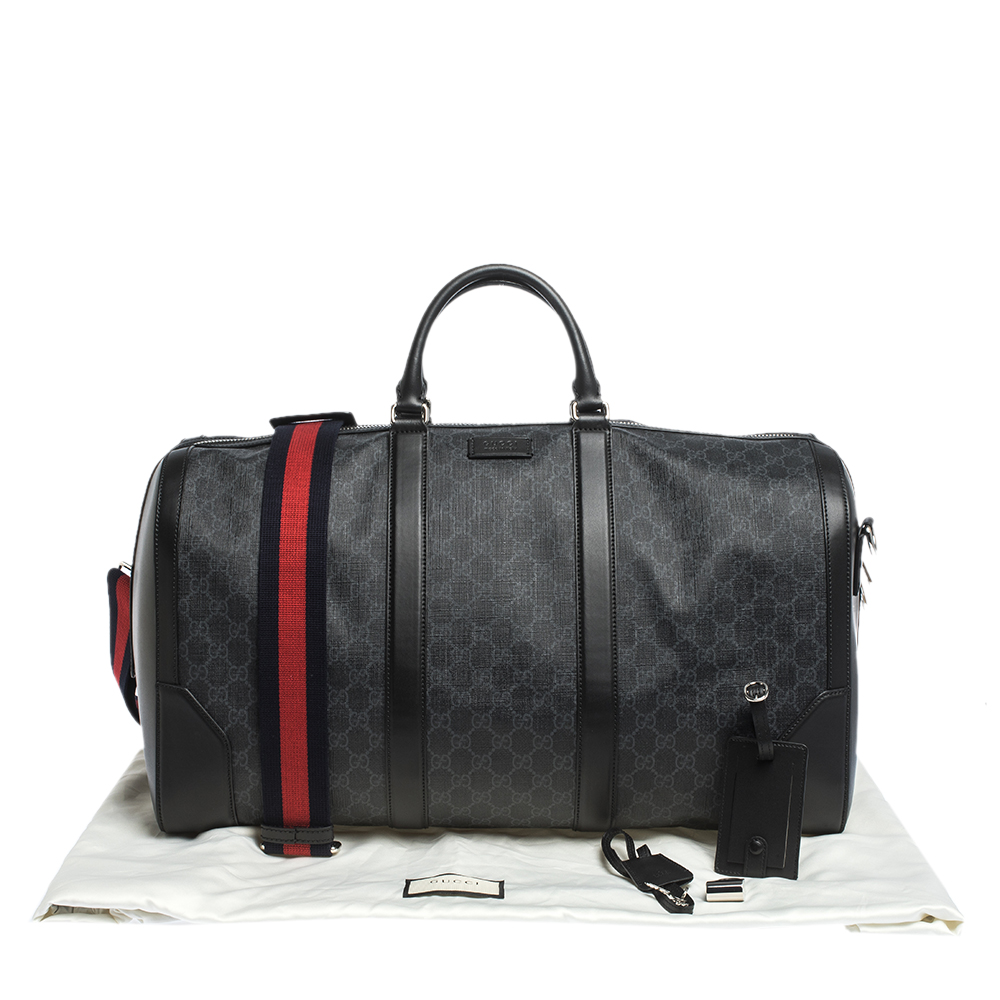 GUCCI Black Soft GG Supreme carry-on Duffle Travel Bag 478323