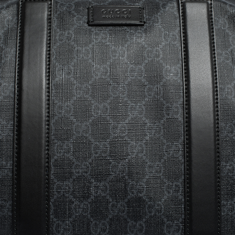 NEW GUCCI DUFFLE BAG TRAVEL BAG SIGNATURE GG SUPREME 368554 Bandoulière  Dark grey Leather ref.636875 - Joli Closet