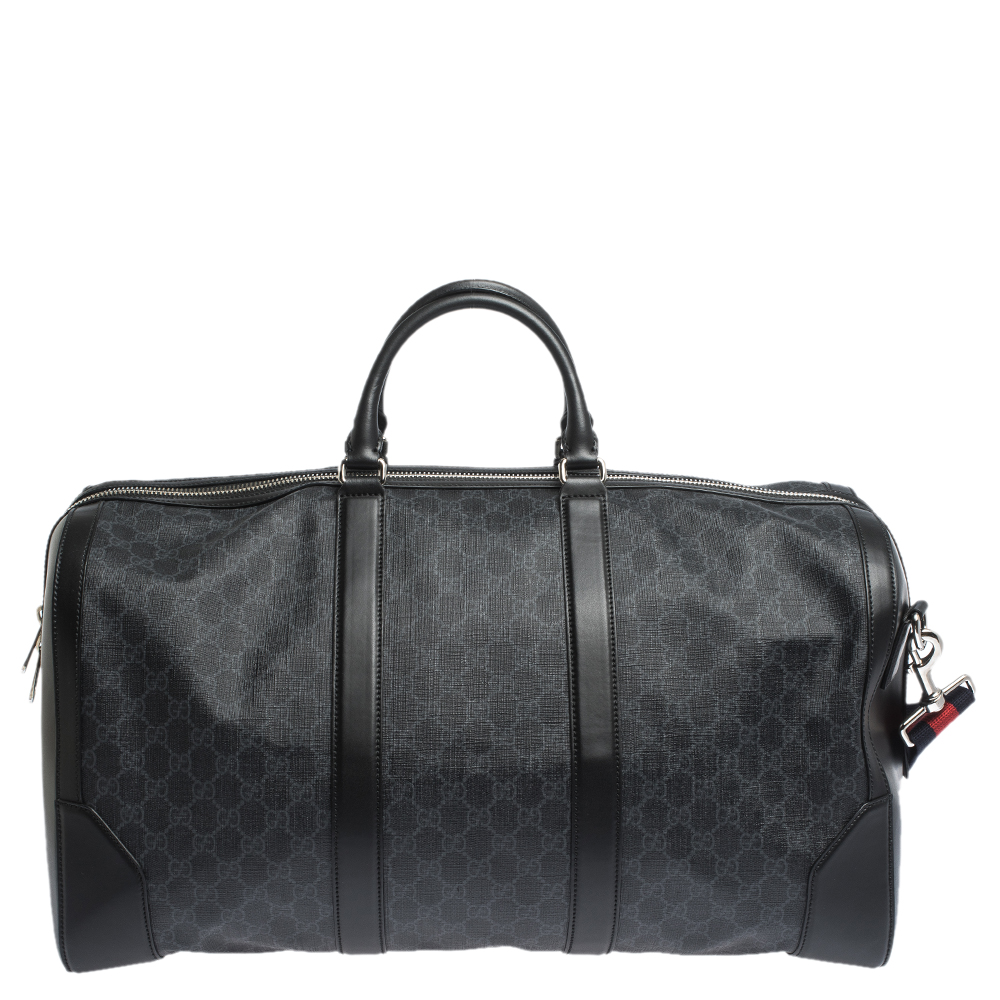 Gucci Men's Wheel Black Supreme Canvas Carry-On Suitcase Luggage