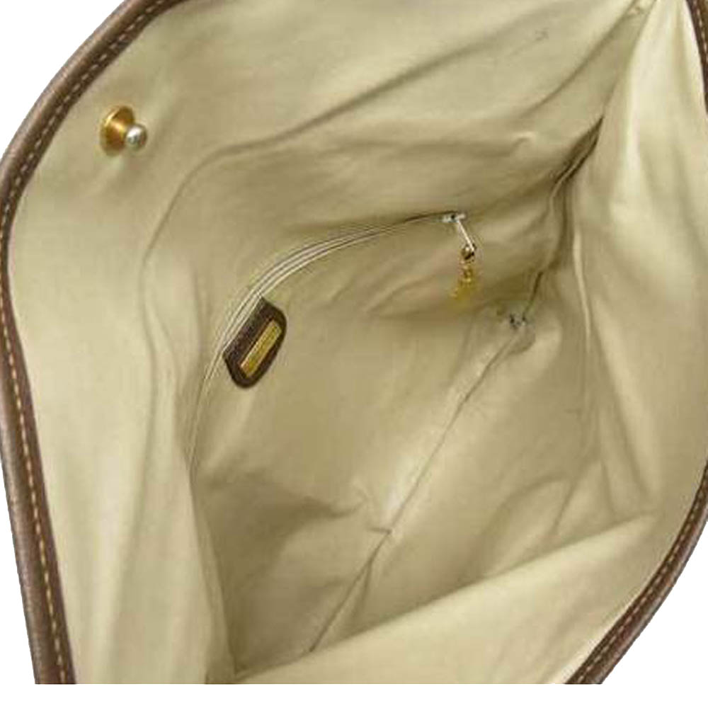 

Gucci Bronw/Beige GG Canavs PVC Leather Pouch Bag