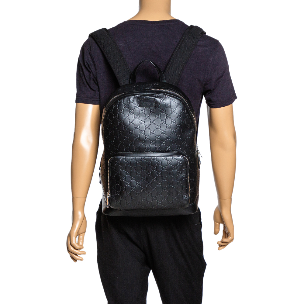 

Gucci Black Guccissima Leather Front Pocket Backpack