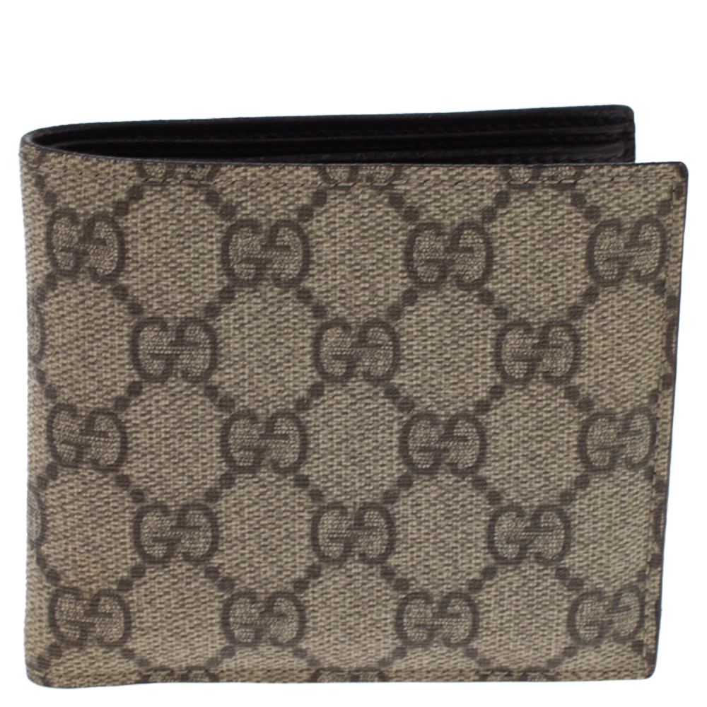Gucci Beige GG Supreme Canvas Bi Fold Wallet