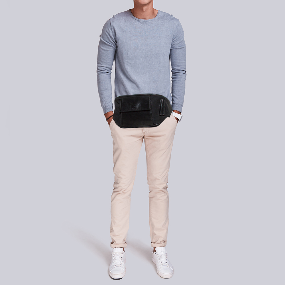 

Gucci Black Leather And Canvas Belt Bag