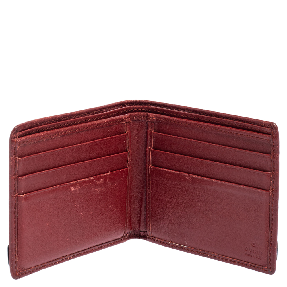 

Gucci Red Guccissima Leather Metal Bar Bifold Wallet