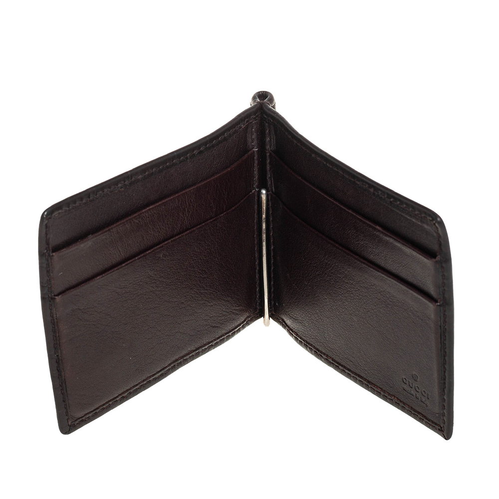 

Gucci Dark Brown Guccissima Leather Money Clip Wallet