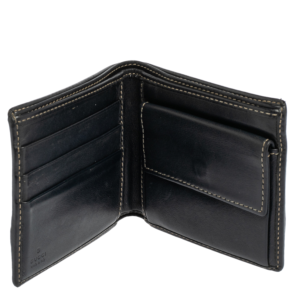 

Gucci Beige/Black GG Supreme Canvas and Leather Bifold Wallet