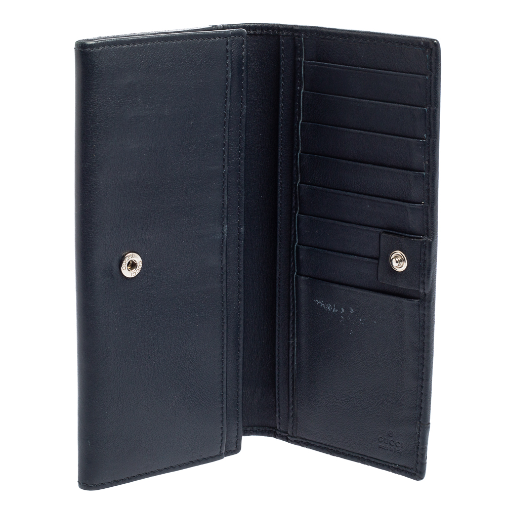 

Gucci Navy Blue Guccissima Leather Flap Long Wallet