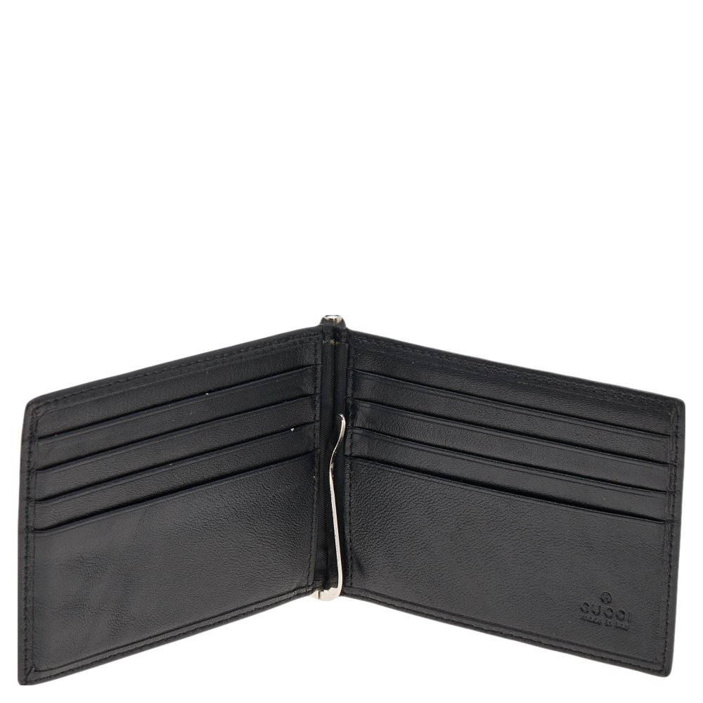 

Gucci Black Leather Money Clip Bifold Wallet