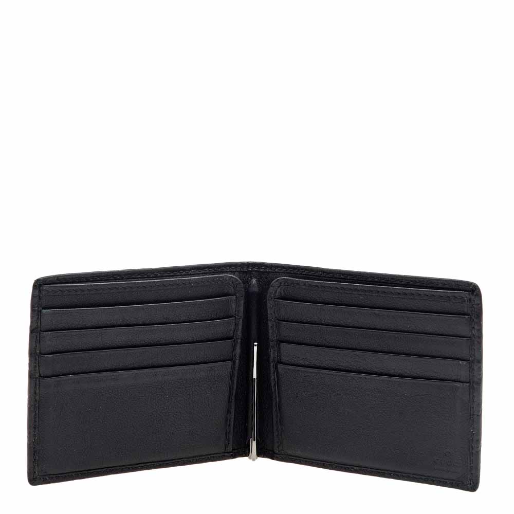 

Gucci Black Microguccissima Leather Money Clip Bifold Wallet