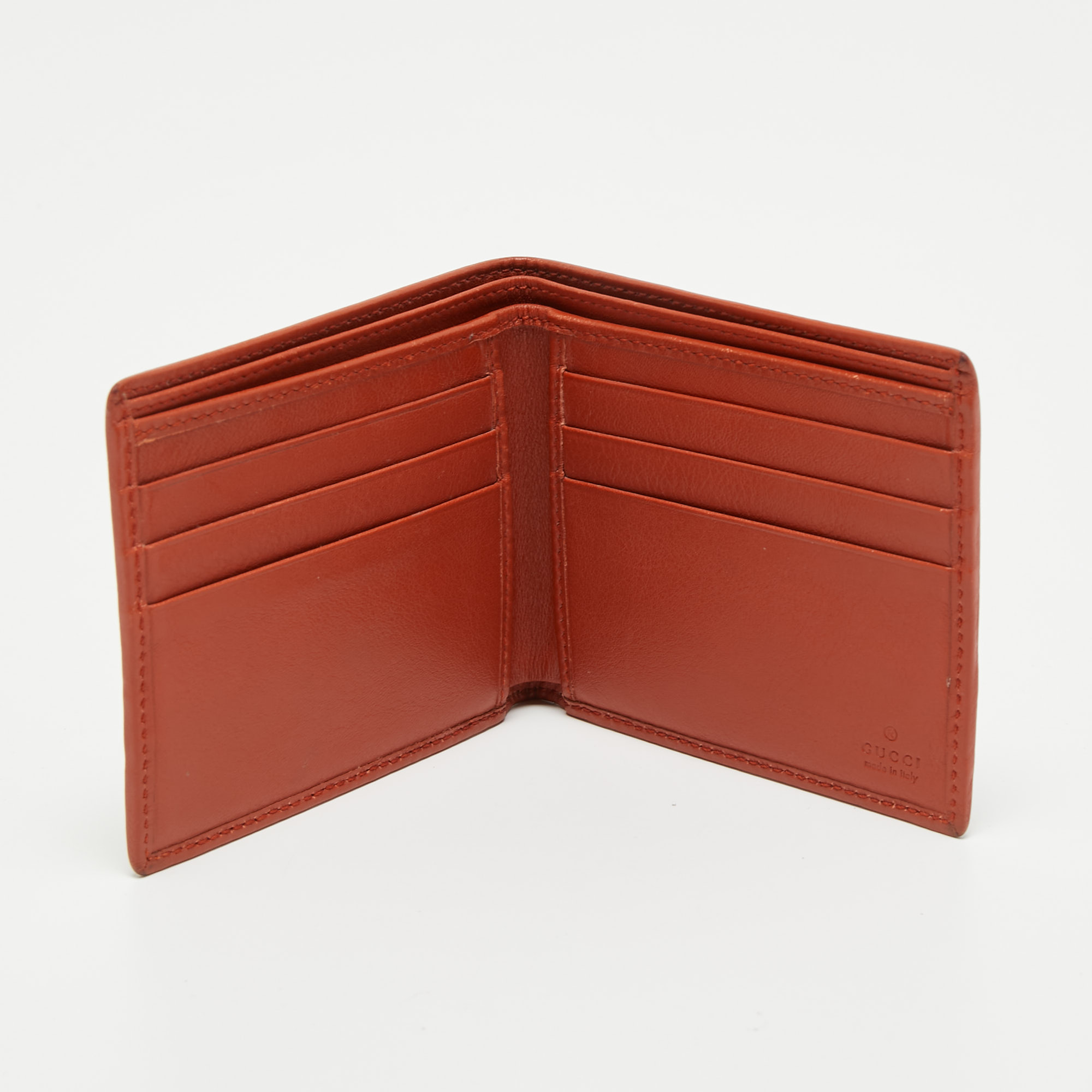 

Gucci Beige/Orange GG Supreme Canvas Web Bifold Wallet
