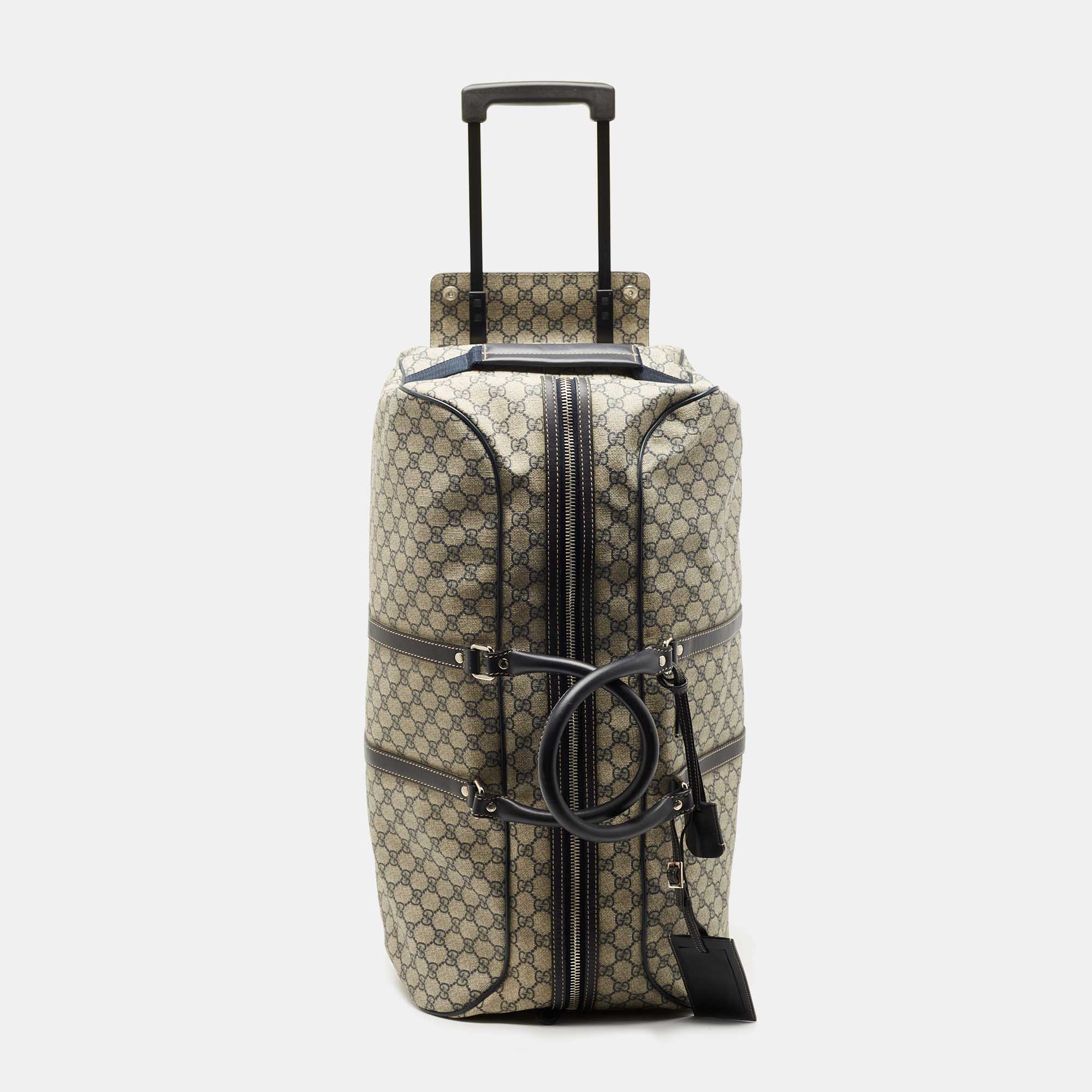 

Gucci Blue/Beige GG Supreme Canvas Trolley Duffle Bag