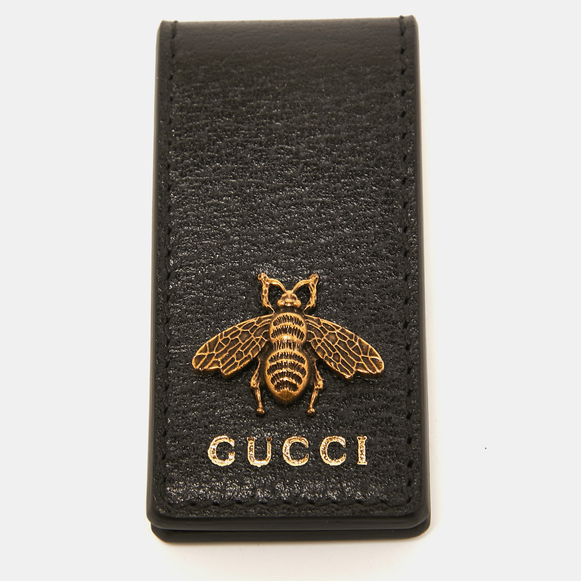 Pre-owned Gucci Black Leather Animalier Money Clip