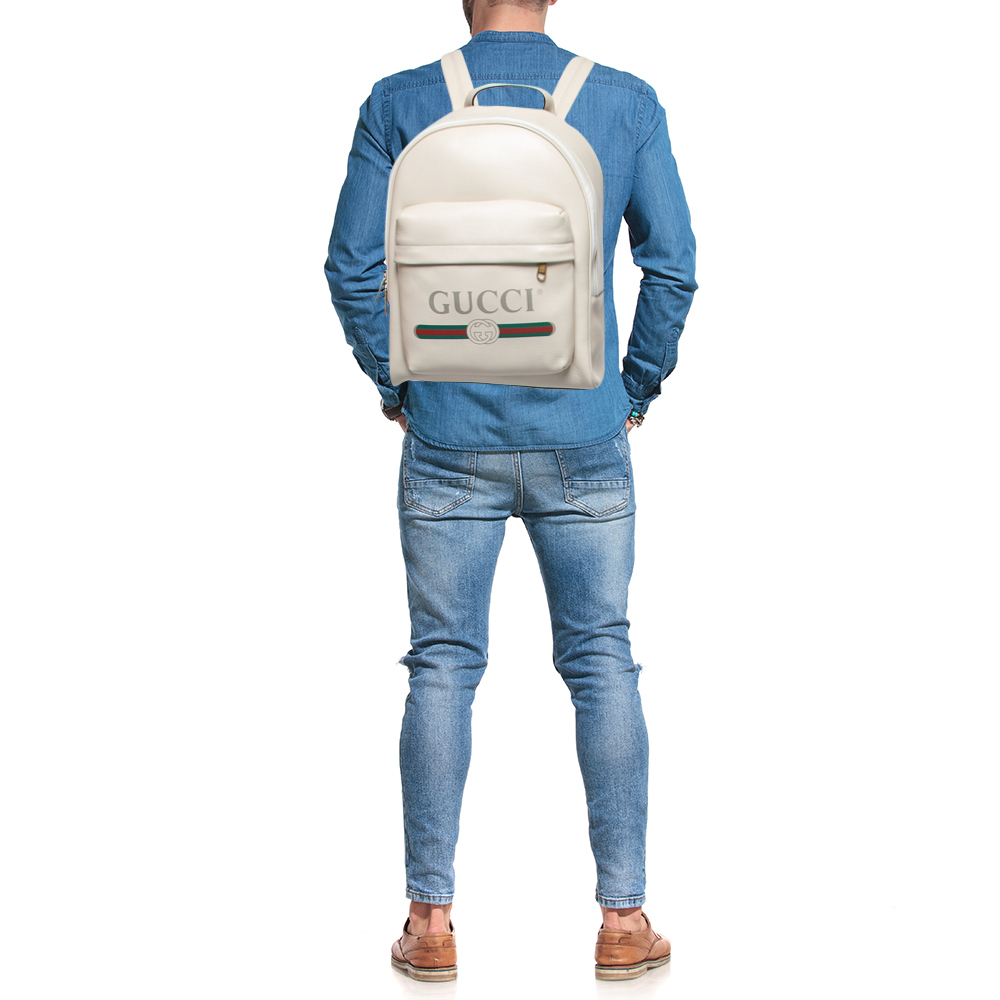 

Gucci Ivory Leather Logo Day Backpack, White