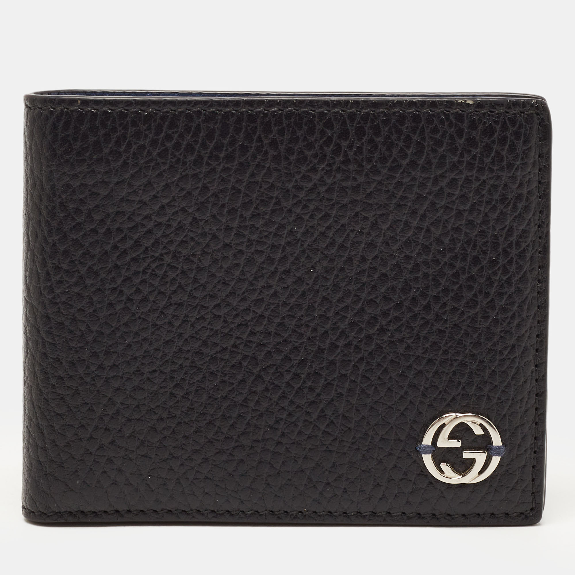 Pre-owned Gucci Black Leather Interlocking G Bifold Wallet