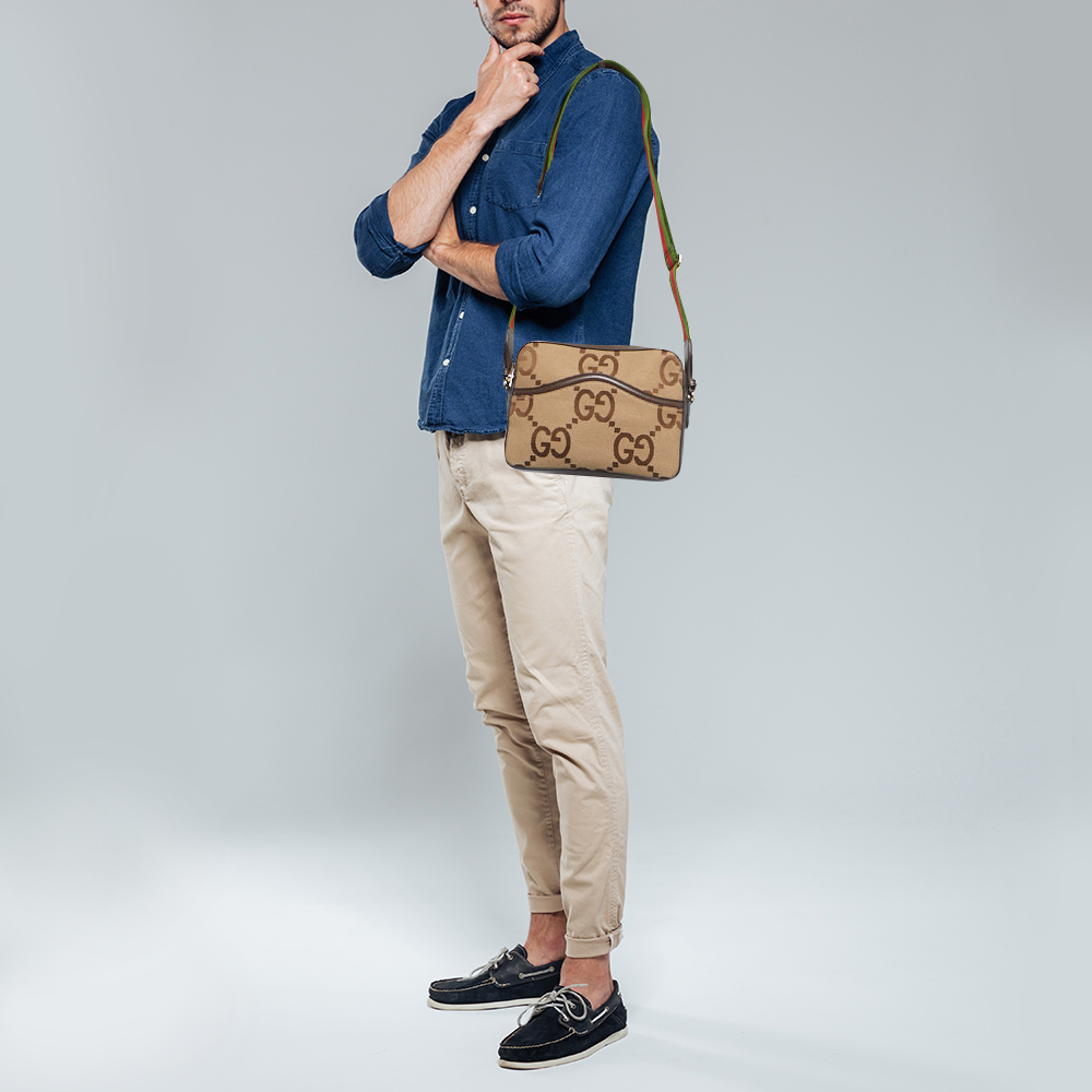 

Gucci Ebony/Light Brown Jumbo GG Canvas Messenger Bag