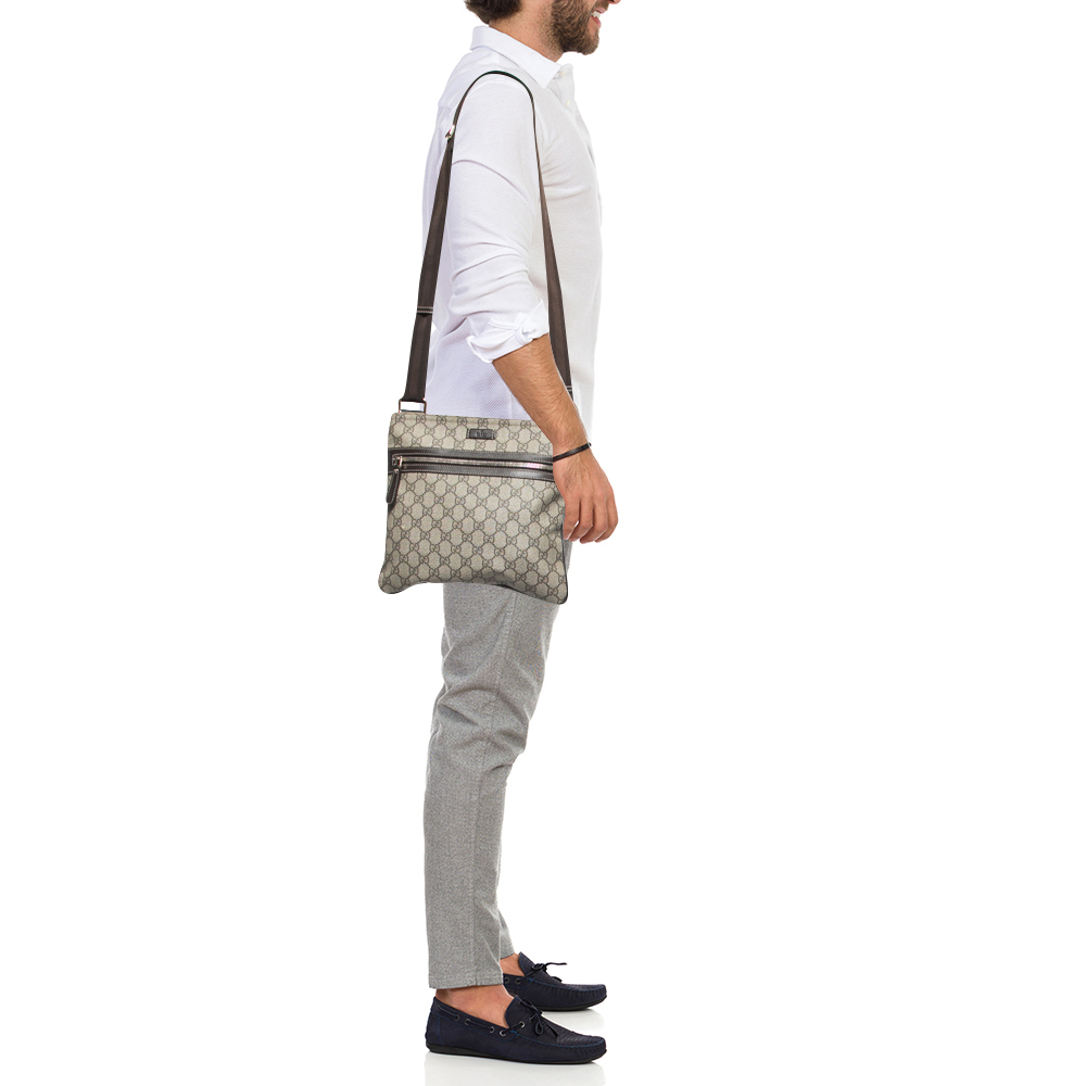 

Gucci Beige/Brown GG Supreme Canvas and Leather Messenger Bag