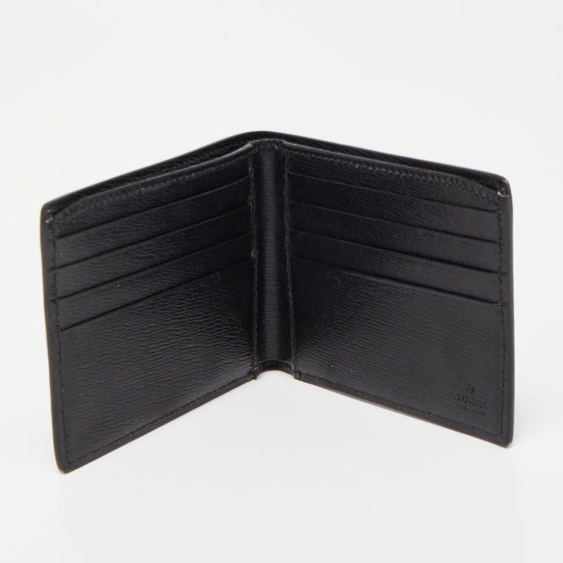 

Gucci Black Leather Kingsnake Print Bifold Wallet