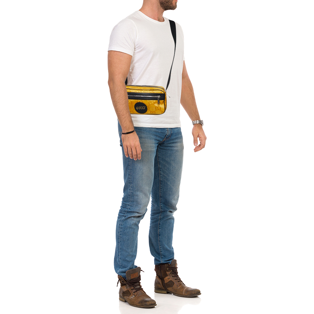 

Gucci Yellow/Black GG Nylon and Leather Off the Grid Belt Bag