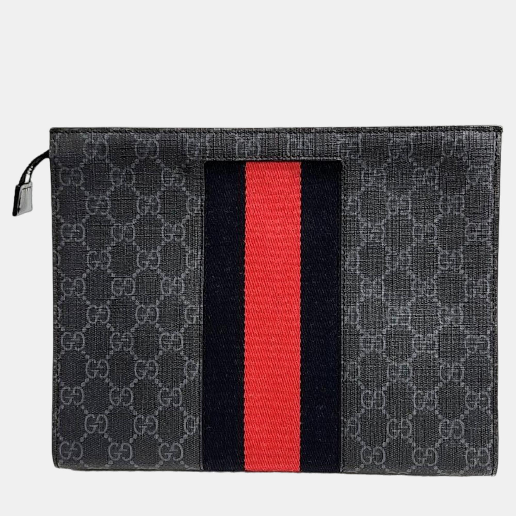 

Gucci GG Supreme Web Pouch (475316), Black