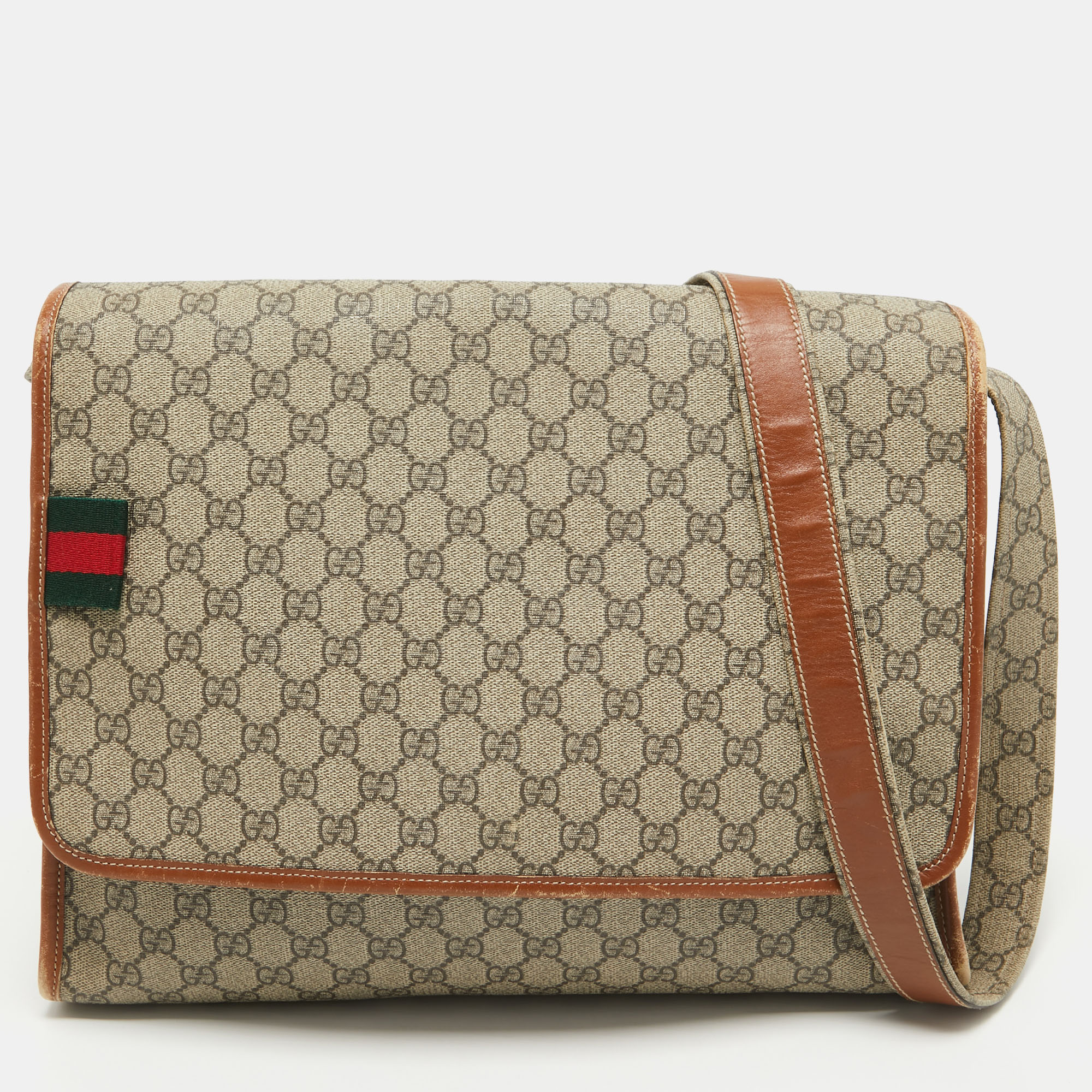

Gucci Beige/Brown GG Supreme Canvas And Leather Messenger Bag