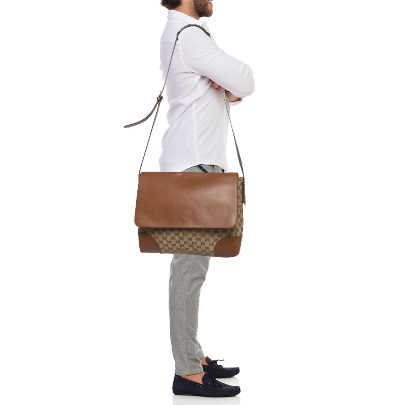 

Gucci Brown/Beige GG Canvas and Leather Messenger Bag