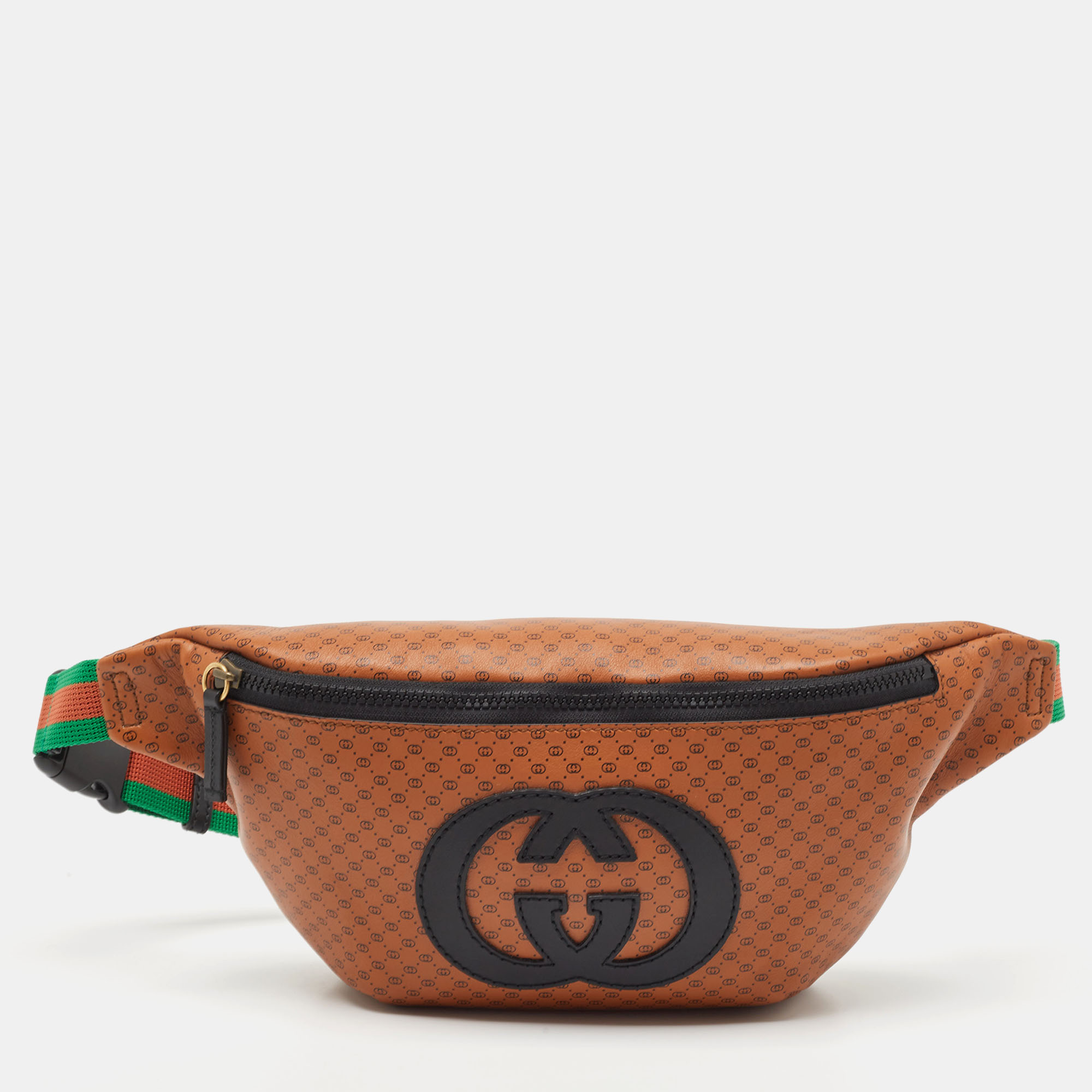 

Gucci X Dapper Dan Brown Micro GG Leather Logo Belt Bag