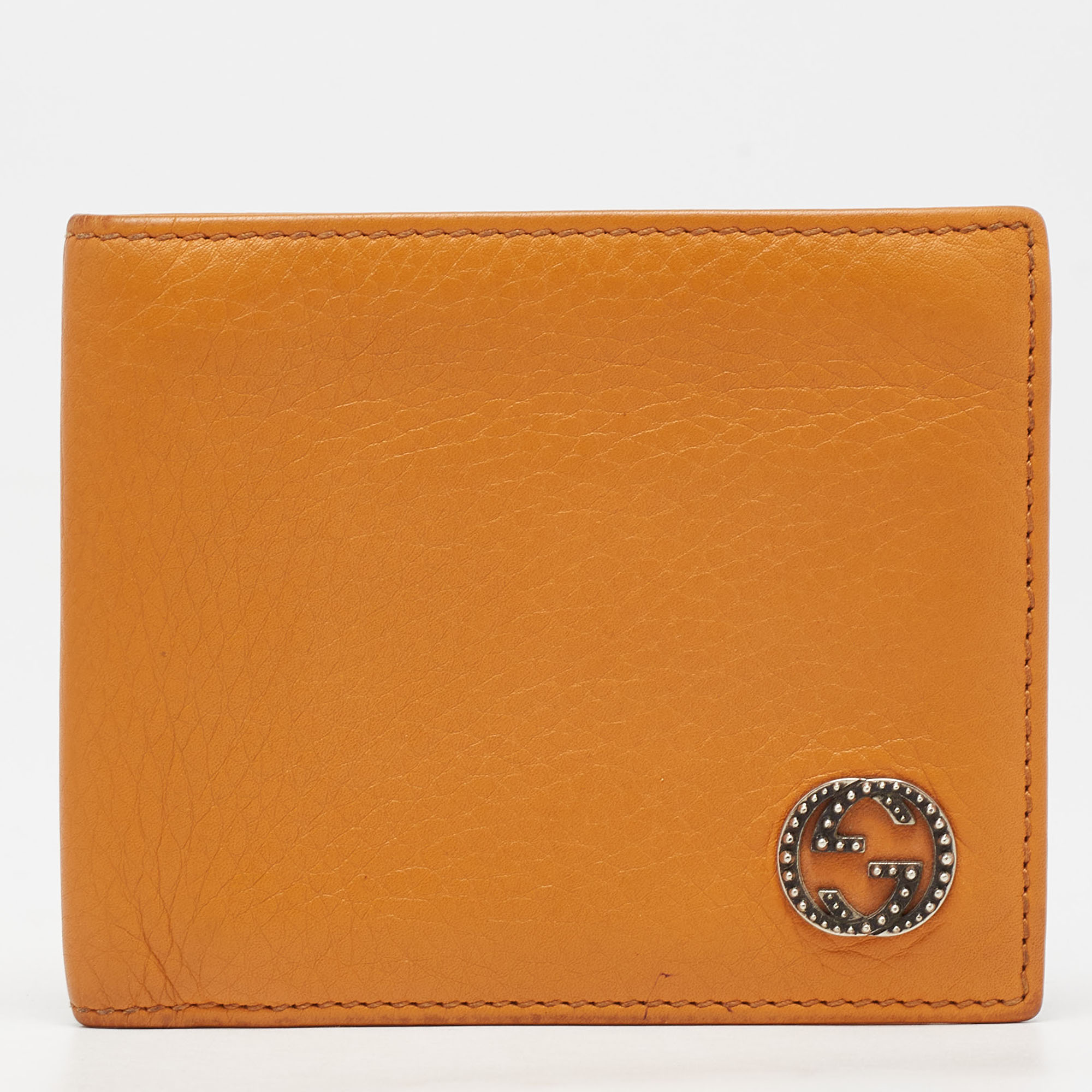 

Gucci Orange Leather Interlocking G Bifold Wallet