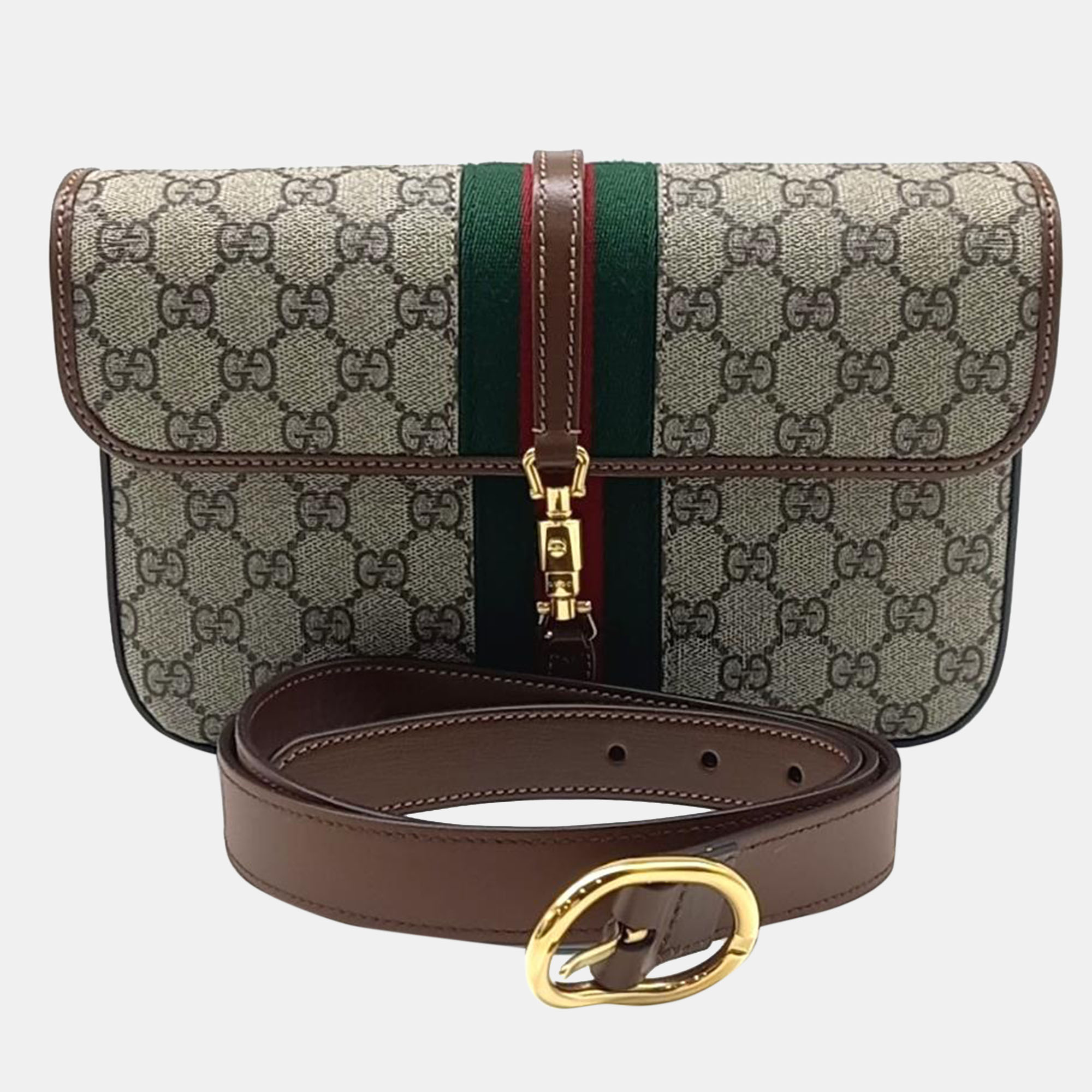 Pre-owned Gucci Multicolor Jackie Belt Bag (699930) In Brown
