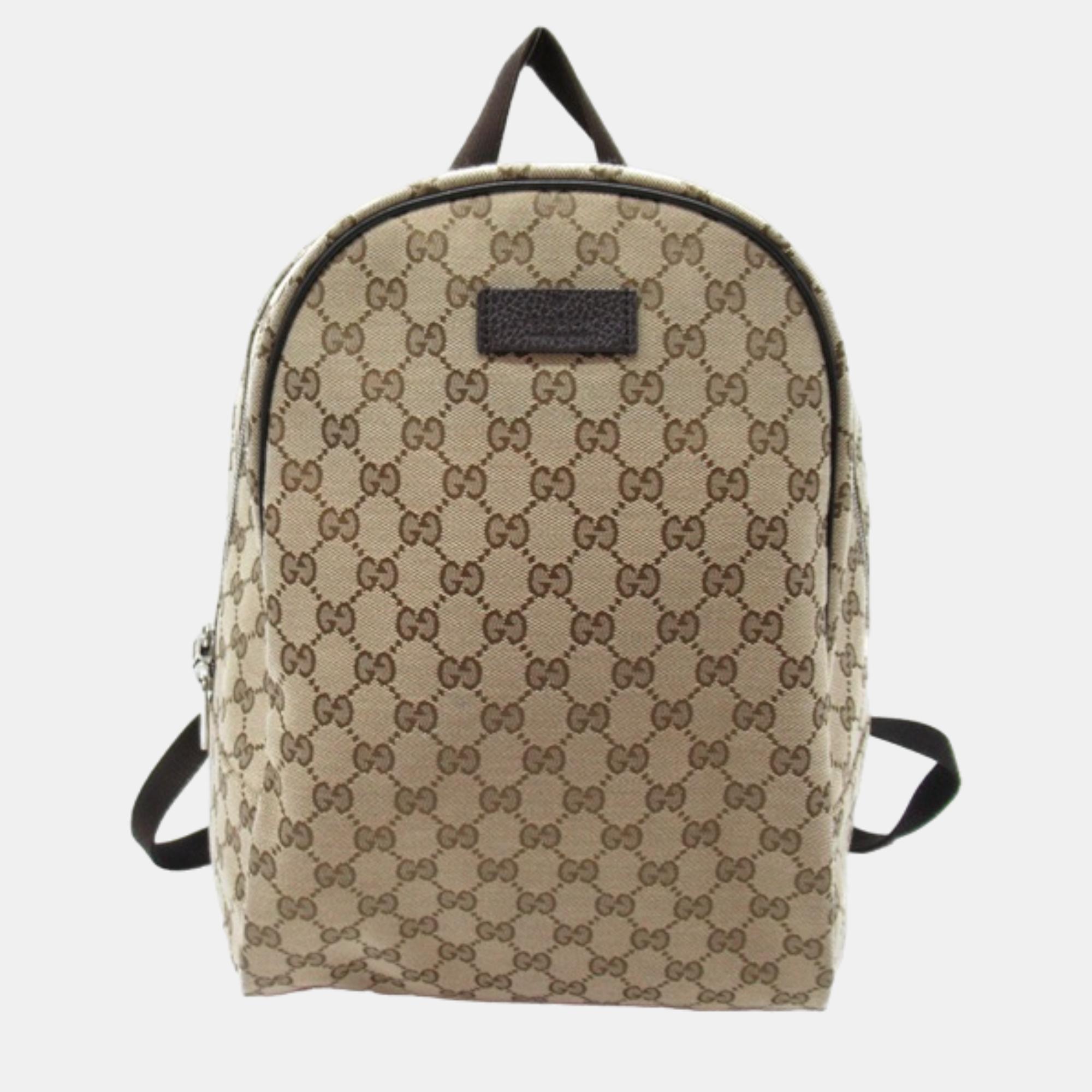 Pre-owned Gucci Brown Gg Canvas Backpack