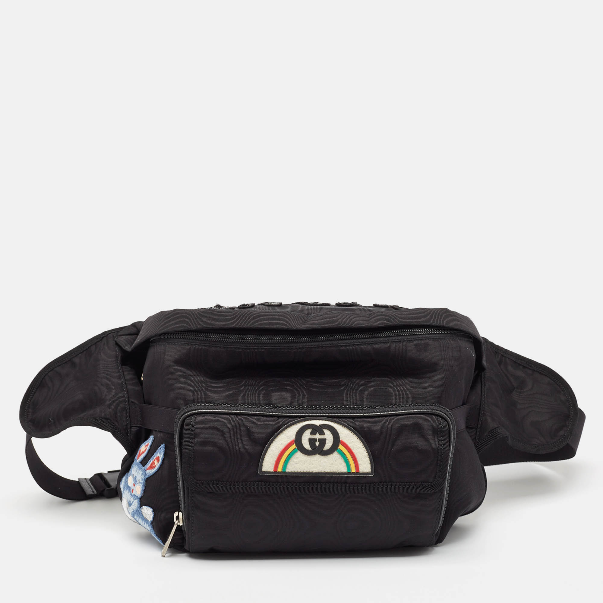 

Gucci Black Nylon Tenebre Logo Patch Belt Bag