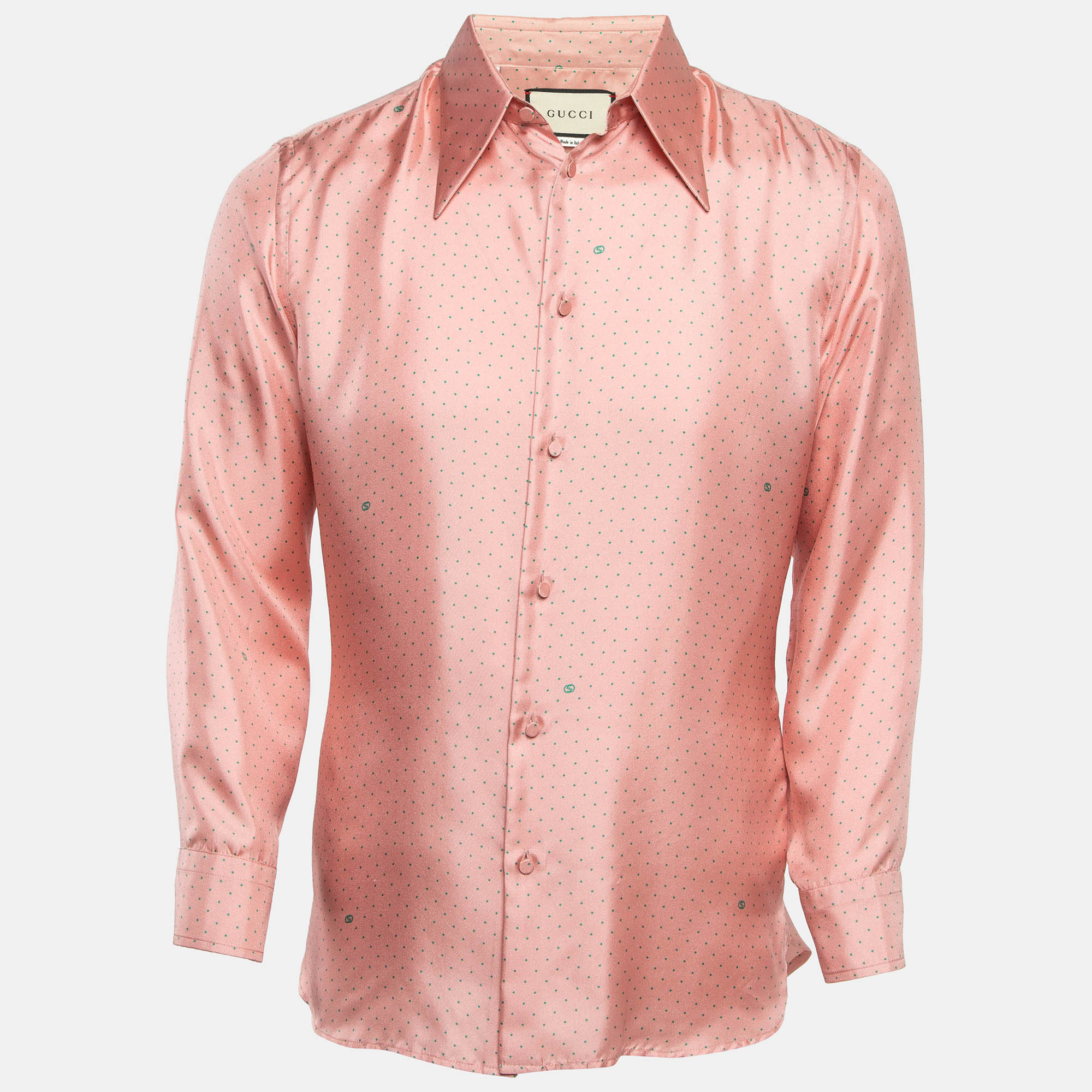 

Gucci Polka Dots Silk Long Sleeve Shirt M, Pink