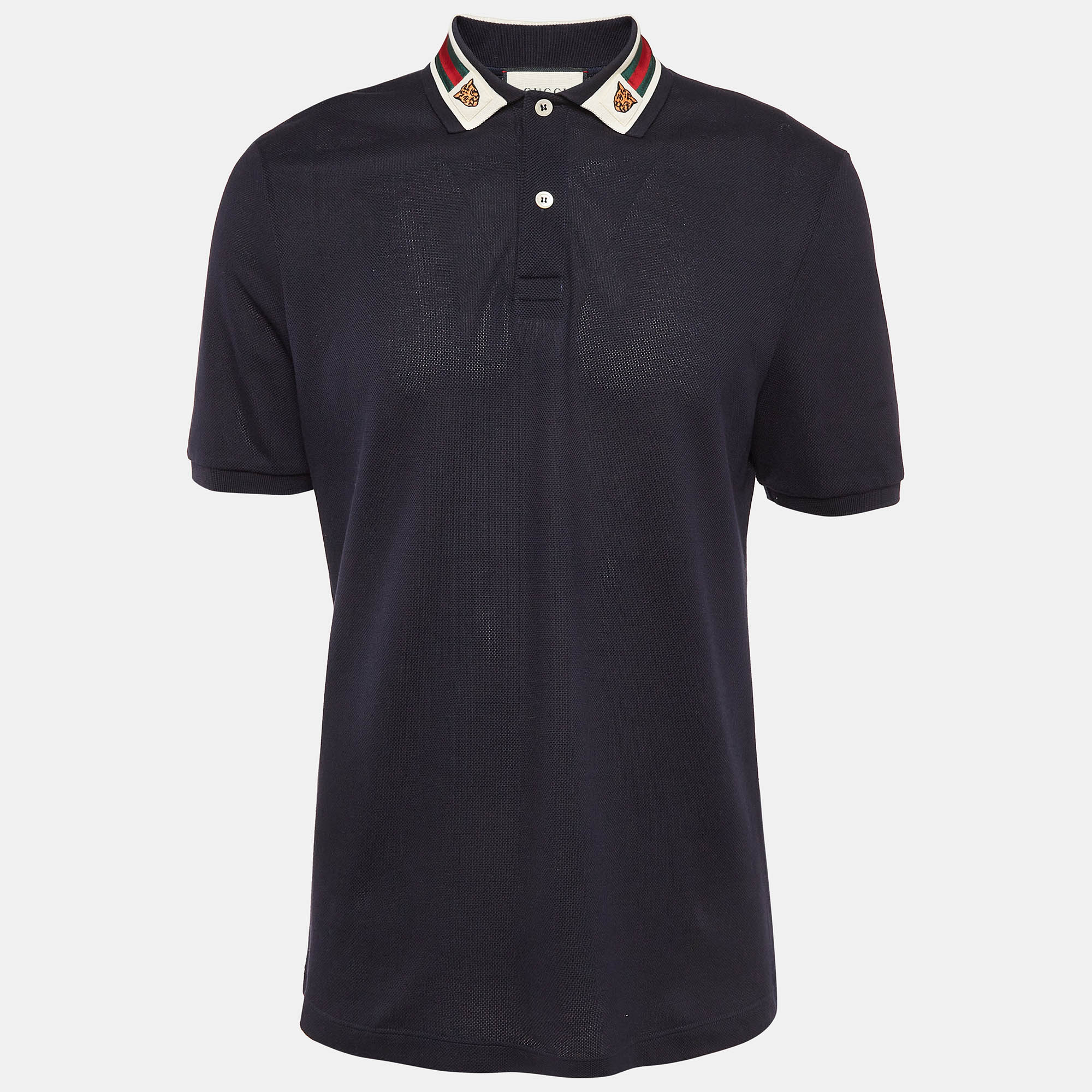

Gucci Navy Blue Pique Jersey Polo T-Shirt XL